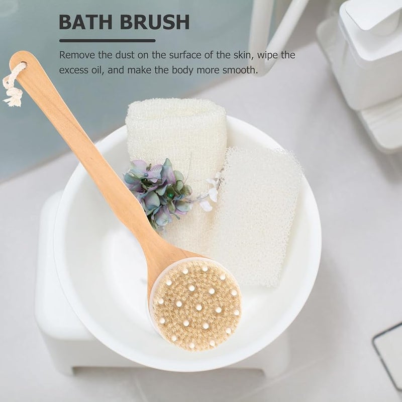Long Handle Shower Brush With Natural Boar Bristles For Dry Skin Exfoliation And Back Massage 41 5x11cm - Image 5